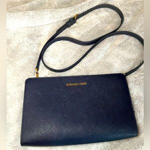 Michael Kors navy blue cross-body purse